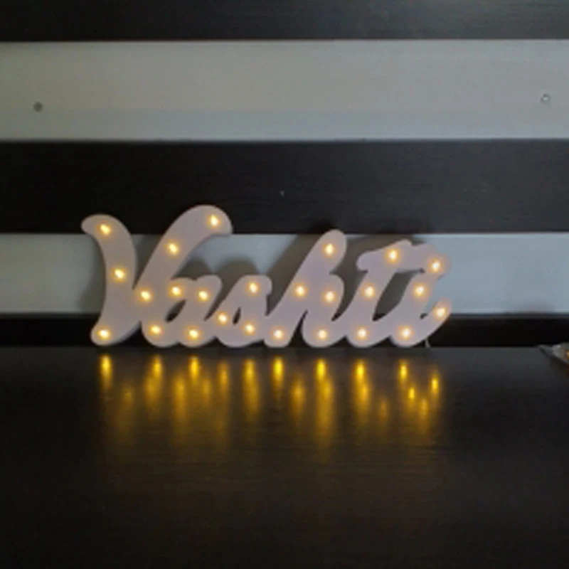 Деревянные буквы светодиодная лампа знак шатер освещение ночник светодиодный