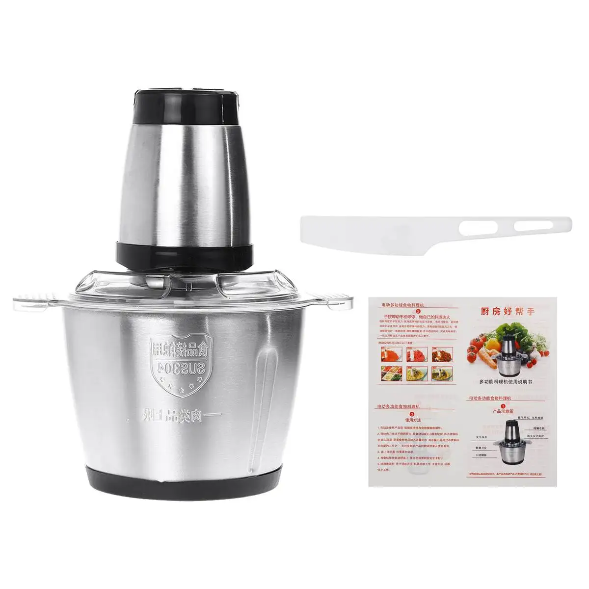 

2 Speed Stainless Steel 3L Electric Chopper Meat Grinder Mincer Food Processor Slicer Kitchen Tools Auto Vegetables Mixer