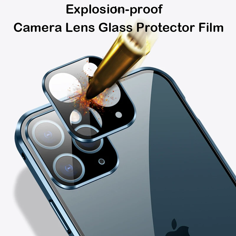 360 Full Cover Magnetic Case For iPhone 14 Pro MAX 13 Mini 12 11 14 Plus Metal Bumper Glass Camera Lens Protector Film Coque