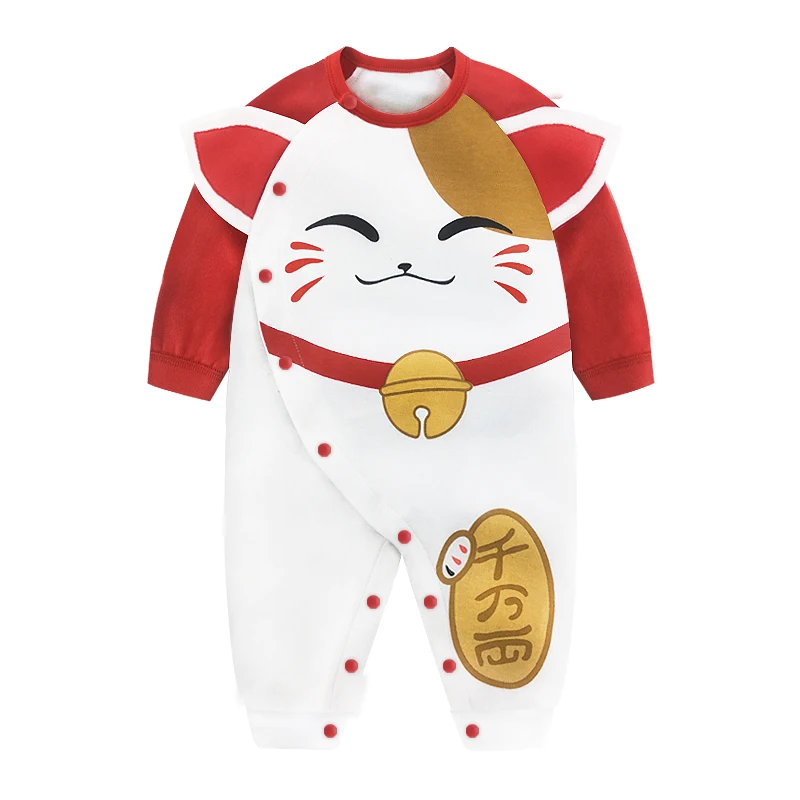 Новая одежда для новорожденных девочек Комбинезон с рисунком Lucky Cat милый костюм