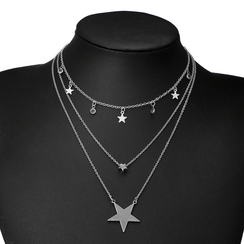 Многослойная подвеска в виде пятиконечной звезды ожерелье-свитер