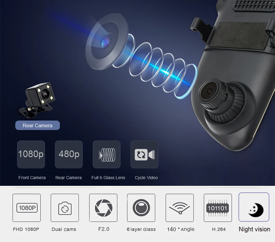 Anfilite Автомобильная камера зеркало " ips Android Dash Cam FHD 1080P видео рекордер камера 16G gps навигатор зеркало заднего вида Регистратор