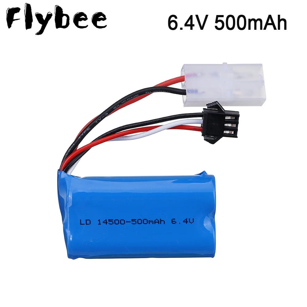 

Литий-ионный аккумулятор 14500 500 мА · ч, 2 шт., 6,4 В, 15C, для Wltoys 18401, 18402, пульта дистанционного управления, игрушечного автомобиля, 6,4 В, Tamiya/SM/JST/EL-2P/...