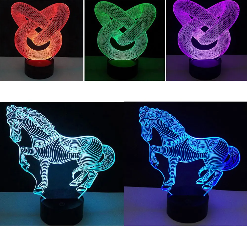 10 шт./лот USB кабель Touch Цоколи для 3D светодиодный ночной Светильник Замена 7 цветов светильник основание настольной держатель украшения Porta лампада