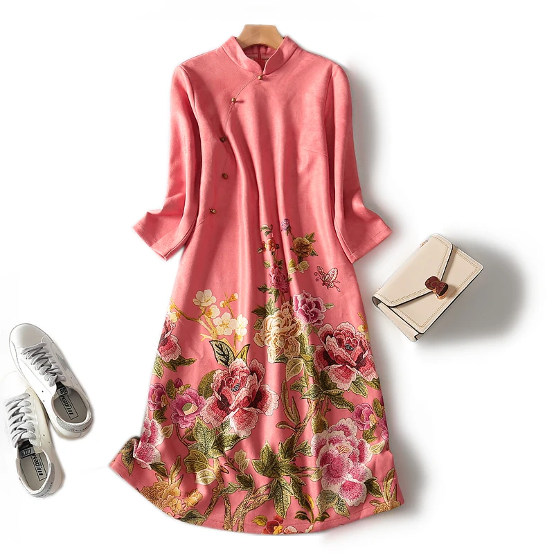 Нежный Молодежный элегантный розовый цветок фигура стоячий воротник пряжка на