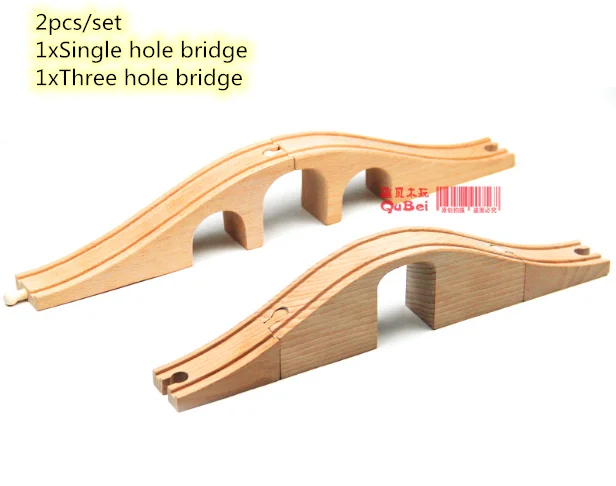 2pcs bridge Специальный трек деревянный поезд треки подходит для brio деревянная игрушка магнитные поезда мальчик/Дети Игрушка Рождественский подарок - Цвет: 2pcs bridge