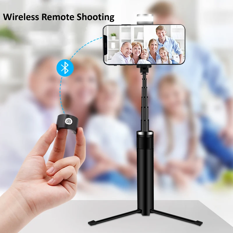 Портативный монопод для селфи Electop Bluetooth палка штатив с кольцесветильник