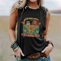 2021 new women s 5xl sleeveless cartoon printed vintage tshirts o neck cute loose tee tops female summer casual t shirts clothes