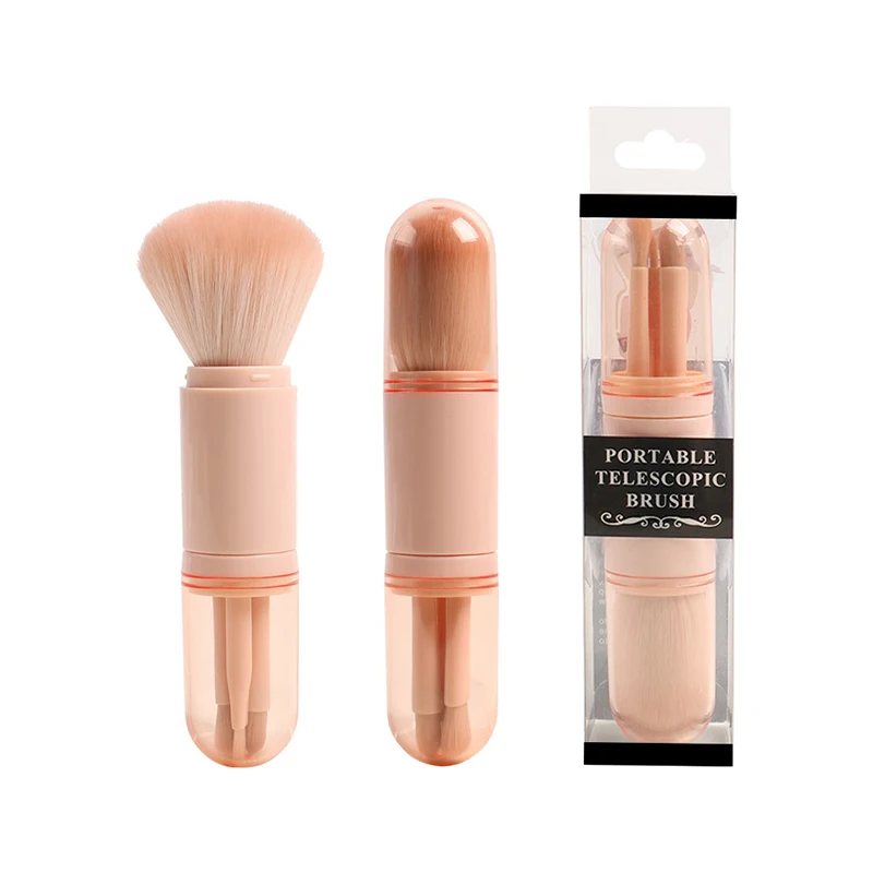 

NEW! 4-In-1 Retractable Makeup Brush Portable Double-Head Soft Hair Loose Powder Brush Blush Foundation Eye Shadow Brushes