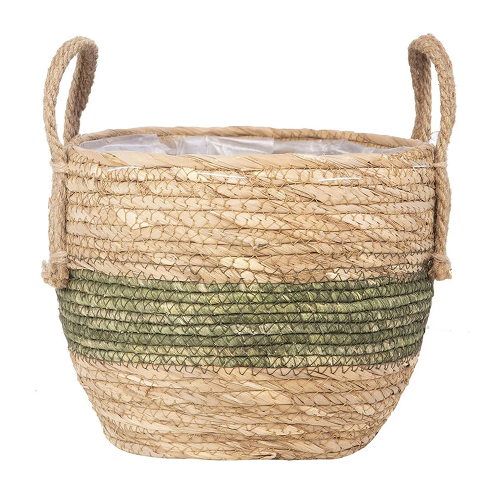 

Seaweed Flowerpot Basket Straw Weave Baskets With Handle Storage 25CM Diameter Indoor And Outdoor Garden Round Stylish Rattan