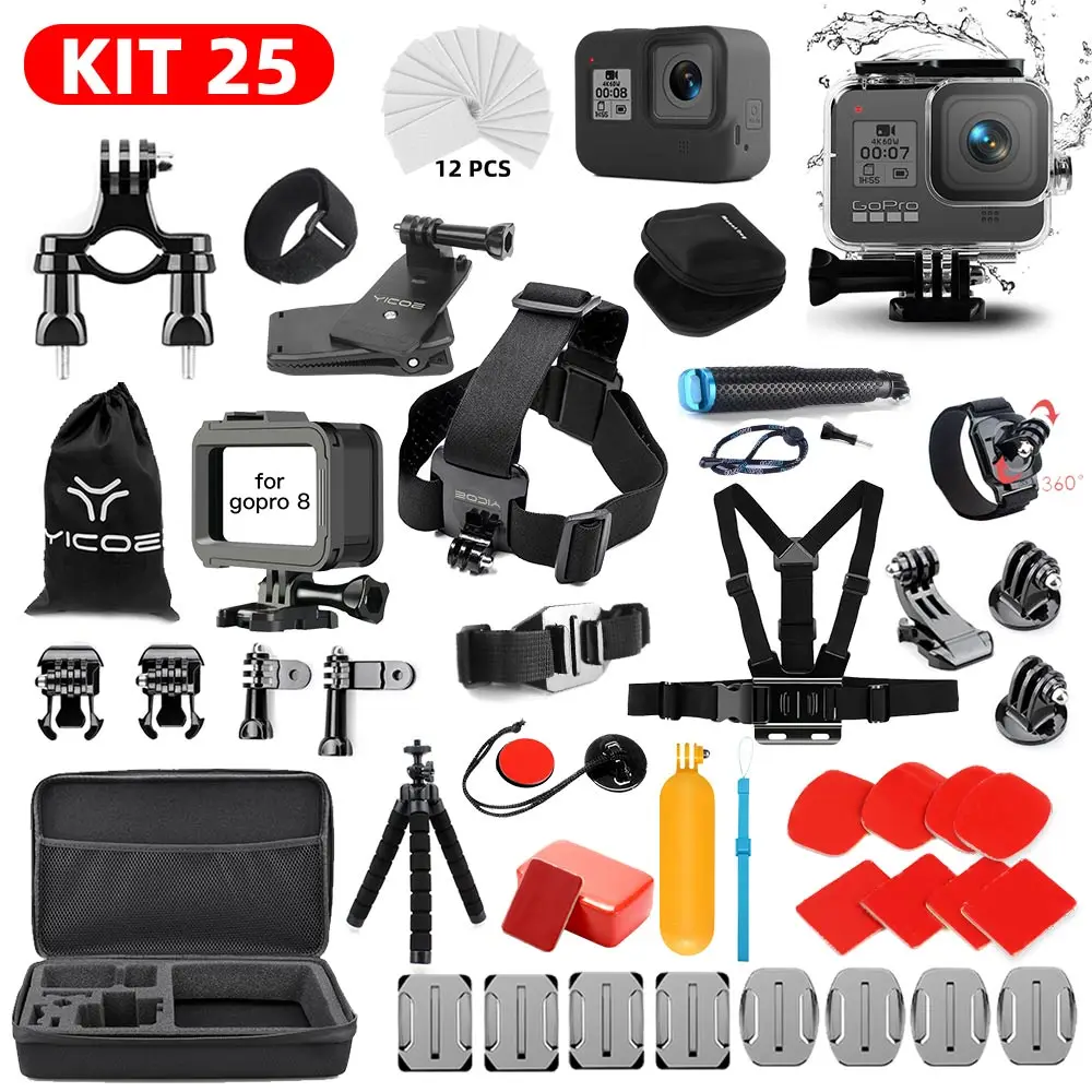 Комплект аксессуаров для спортивной экшн камеры GoPro hero 8 black водонепроницаемый