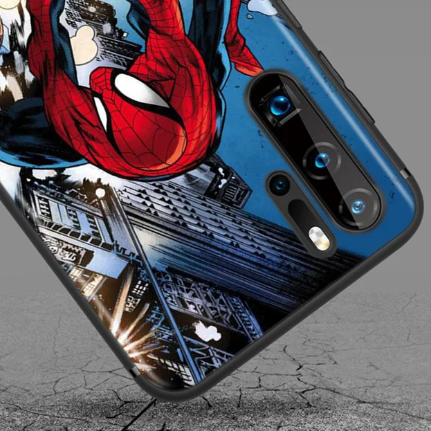 

Marvel Super Hero Avengers Spider-Man For Huawei P50 P40 P30 P20 P10 P9 P8 Lite Mini E 5G Pro Plus TPU Silicone Black Phone Case