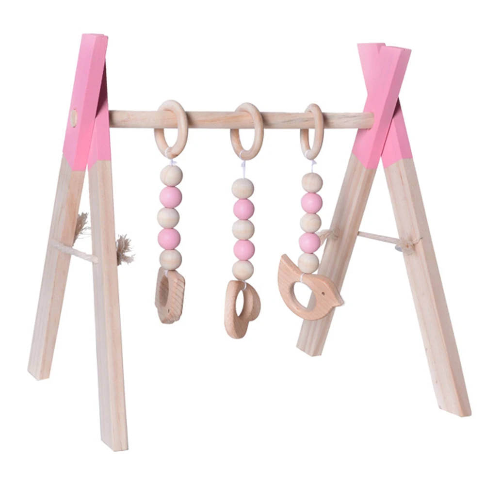 

Wooden Living Bedroom Decor Foldable Baby Play Activity Gym 3pcs Wooden Baby Toys Gymnastics Exercise Rack Newborn Bedroom Decor