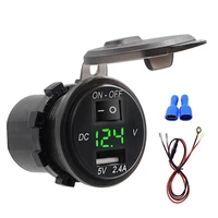 new moto switch usb charger waterproof 2 4a digital display voltmeter 12v 24v car boat motorcycle charger