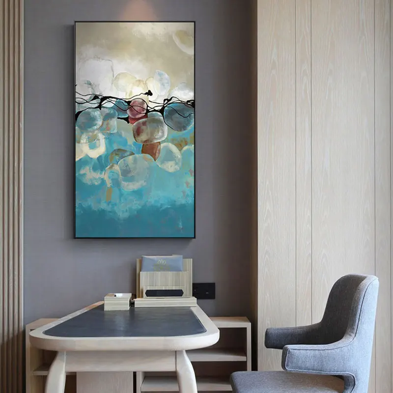 Абстрактный желтый и синий современный холст картина печатный плакат уникальный