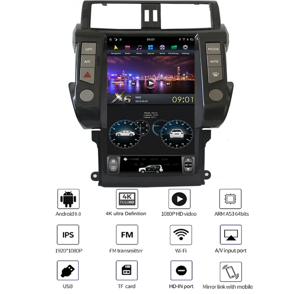 Автомобильное мультимедийное радио YAZH 4 Гб Android 9 0 для TOYOTA Land Cruiser Prado 150 2014 2015 2016 2017