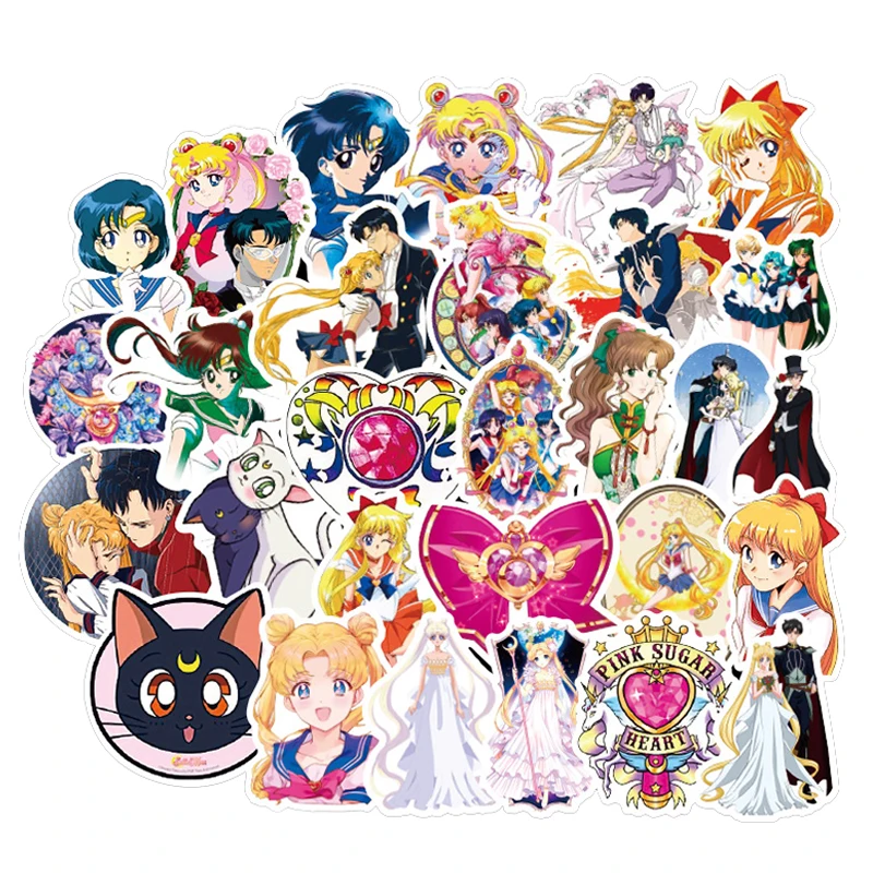 50 шт./компл. аниме Сейлор наклейки с Луной аксессуары для косплея реквизит ПВХ