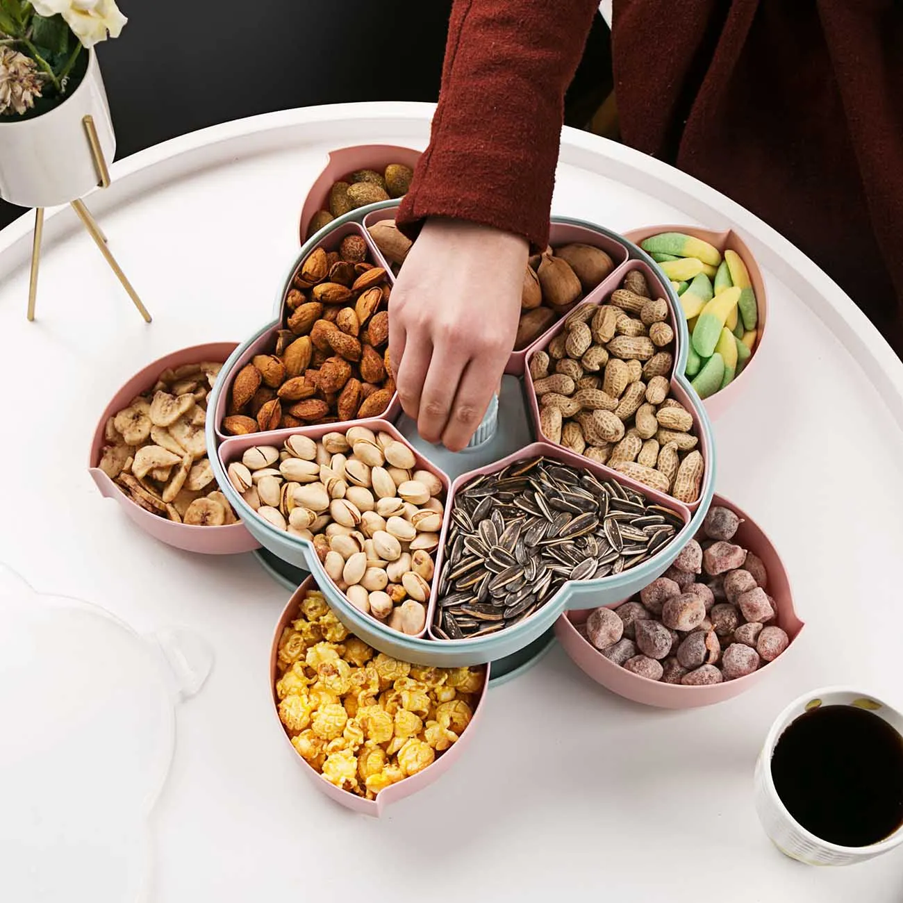 Большое пластиковое блюдо для фруктов двухслойная коробка закусок конфетные