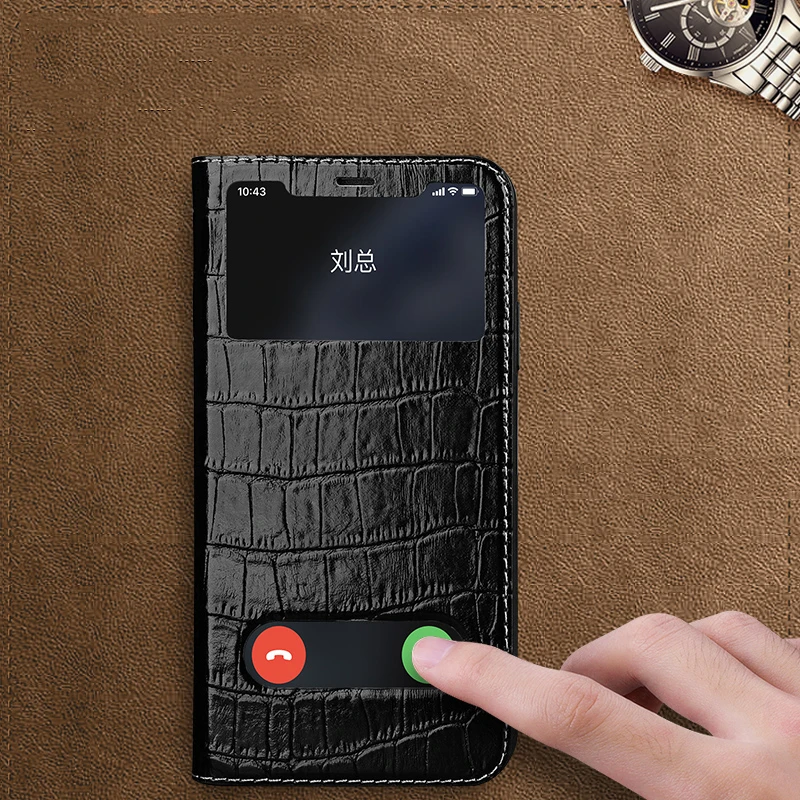 

Чехол-книжка из натуральной кожи с магнитным окошком для iPhone 11 Pro Max