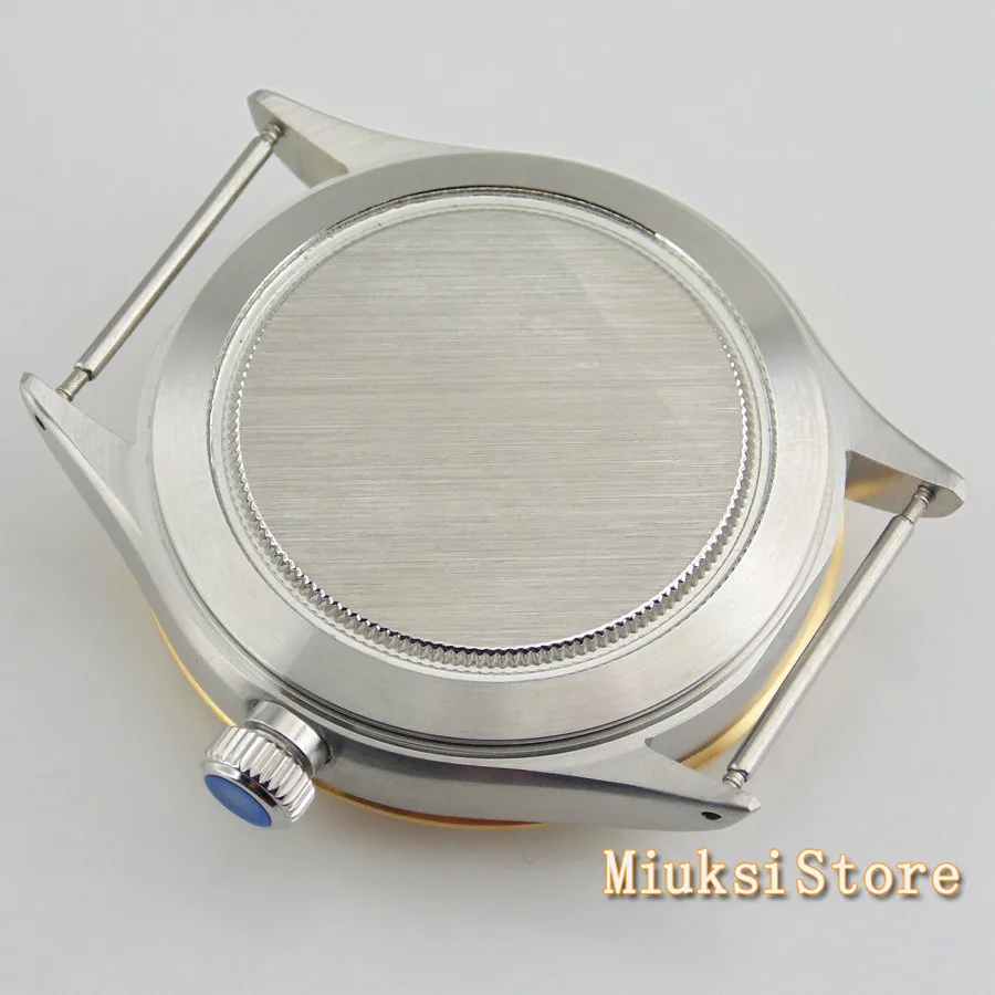 41mm Watch case sapphire glass gold bezel steel watch fit DG2813/3804 Miyota 82 Series | Наручные часы