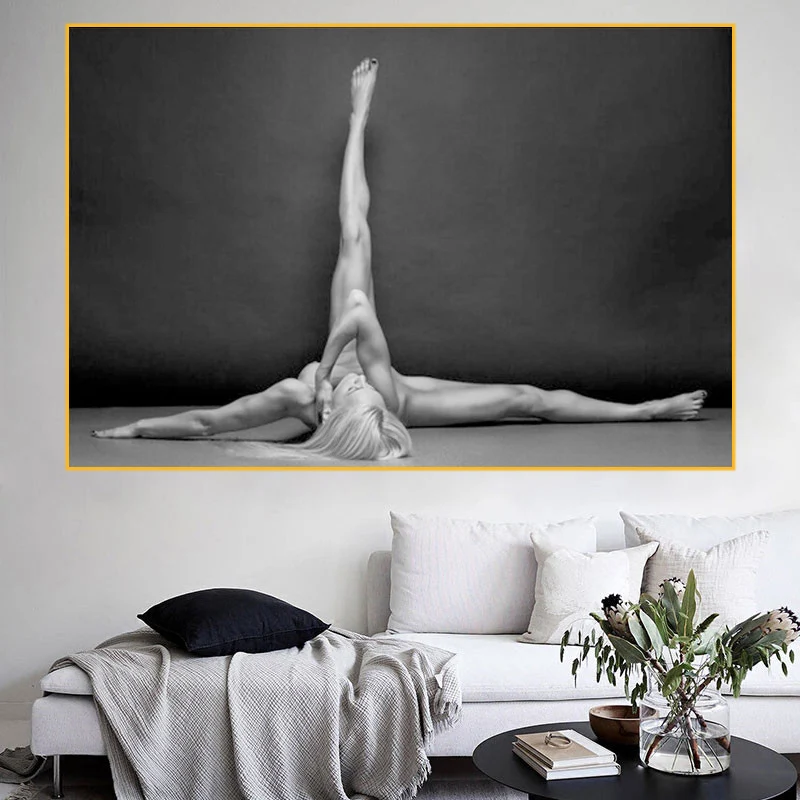 

Canvas Painting Sexy Naked Woman Black Background Posters and Prints Wall Art Pictures for Living Room Home Decoration Cuadros