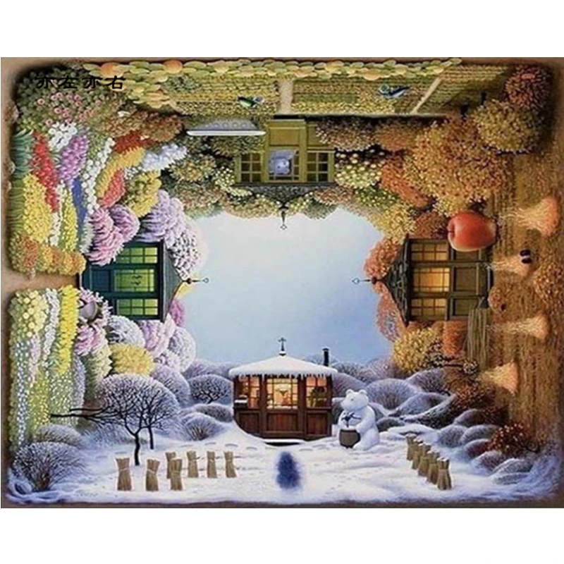 Картина по номерам сделай сам Прямая поставка красивый зимний и летний пейзаж