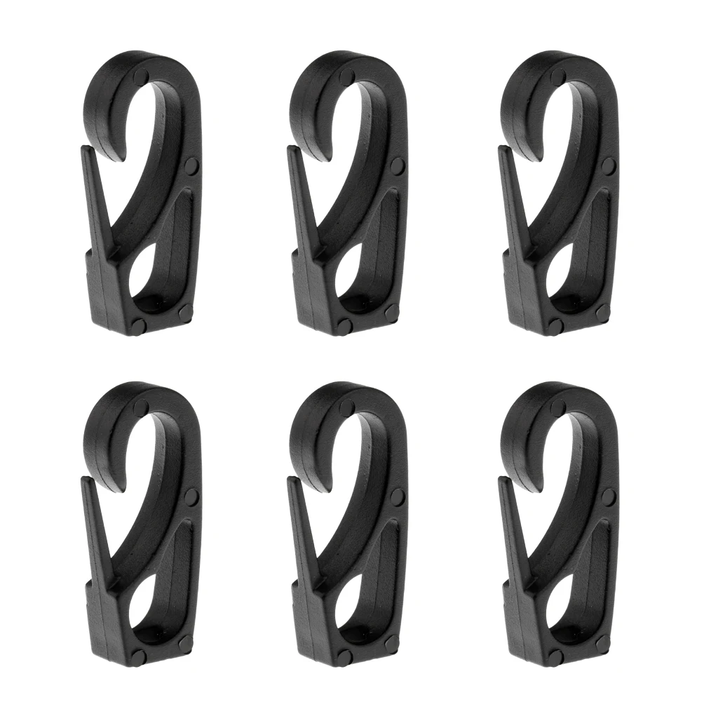 

BLACK DURABLE BUNGEE CORD NYLON SNAP HOOK FOR KAYAK CANOE SMALL BOATS MARINE /4.4*1.9*1cm/6Pcs Kayak Dragon Hook
