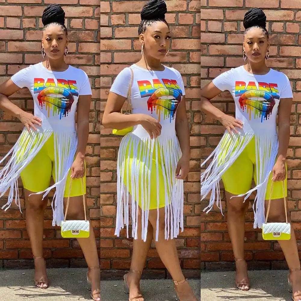 

Women's tassel casual T-shirt Short-sleeved Printed T-shirt short-sleeved O collar women's T-shirts are hot sellers