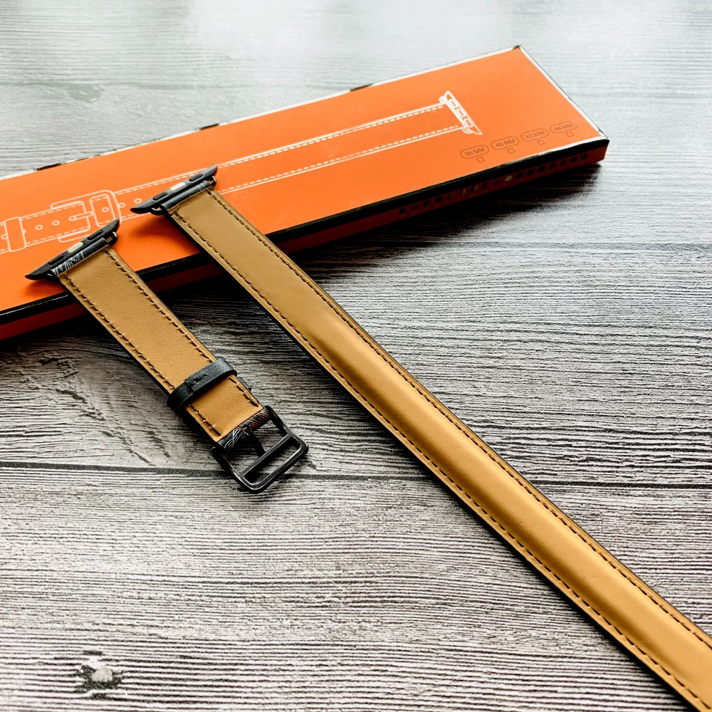 Роскошный браслет из натуральной кожи с двойным ремешком для Apple Watch 38 мм 40 42 44