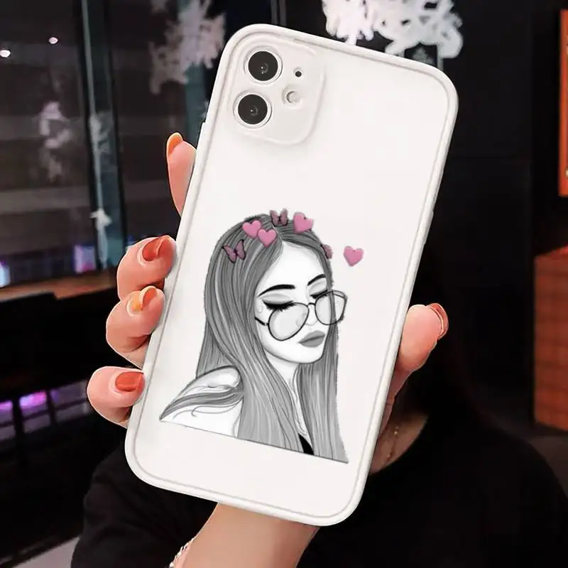 

ins heart senior boys and girls Phone Case Matte Transparent for iPhone 7 8 11 12 s mini pro X XS XR MAX Plus mobile bags