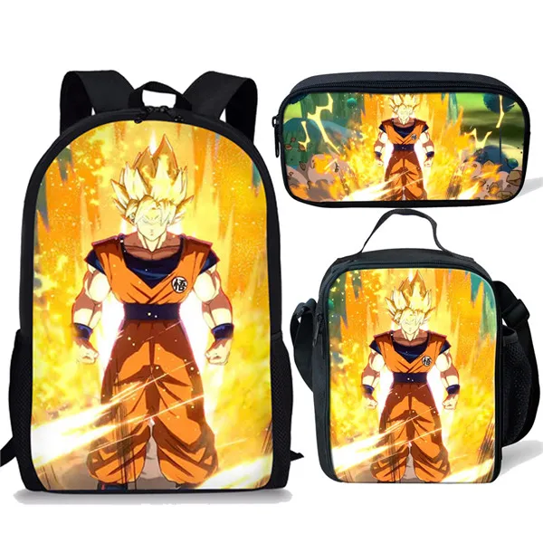 FORUDESIGNS/3 комплекта детский школьный рюкзак Dragon Ball Goku Z Веджета супер сайян принт Детский Рюкзак Школьный для подростков студентов мальчиков - Color: H6724CGK