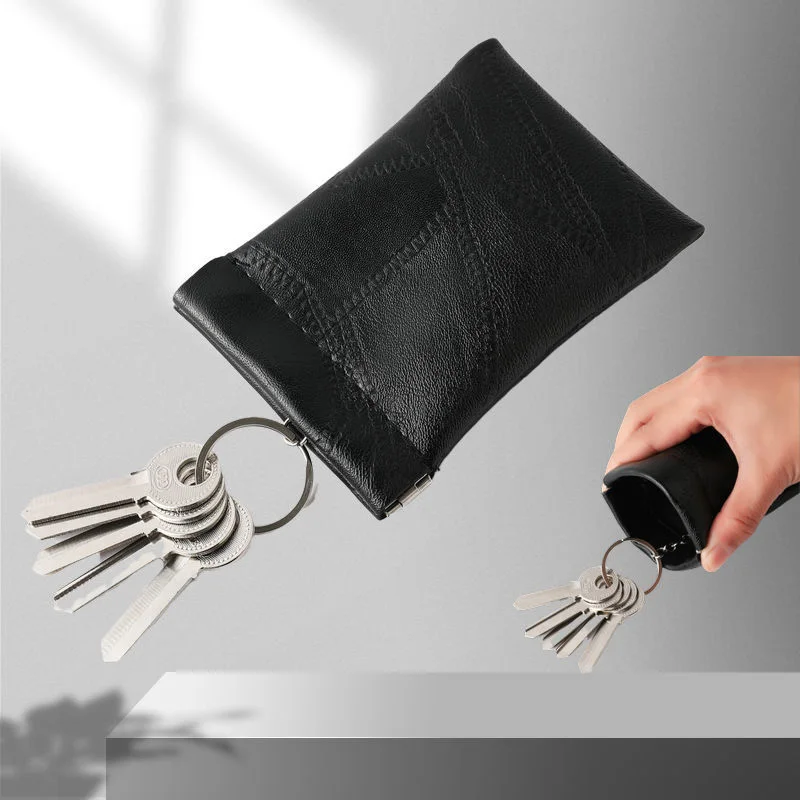 

Women Leather Mini Squeeze Coin Purse Credit Card Case Earbud Cable Organizer Change Pouch Slim Front Pocket Minmalist Wallet