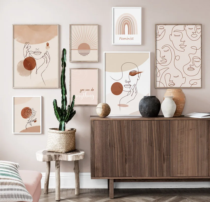 

Girl Face Bridge Line Abstract illustration Wall Art Canvas Painting Nordic Posters AndPrints Wall Picture For Living Room Decor