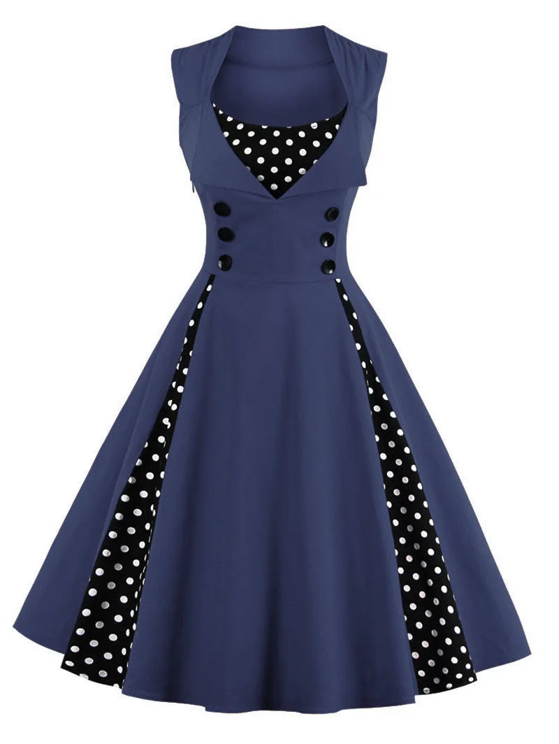 

2021 S-4XL Women Robe Retro Vintage Dress 50s 60s Rockabilly Dot Swing Pin Up Summer Party Dresses Elegant Tunic Vestidos Casual
