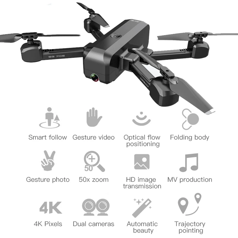 

Drone 4K Dual Camera WiFi FPV Quadcopter Optical Flow Drona RC Helicopter Foldable kameral Drone with Camera HD