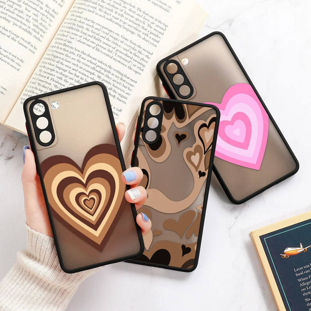 

Lens Protection Cover For S21 S20 FE Case Heart Circle Silicon Note 20 Ultra 10 8 9 S10 S9 S8 Plus M31 Matte PC Case Shockproof