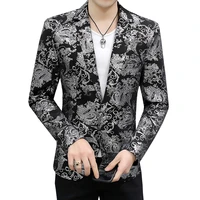 2021 fall paisley printed jacket mens blazer high quality mens slim sequined blazer fashion embroidered jacquard jacket