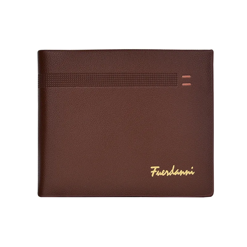 

Wallet men's short gift small wallet thin solid color pu soft leather two fold business documents credit card holder coin purse