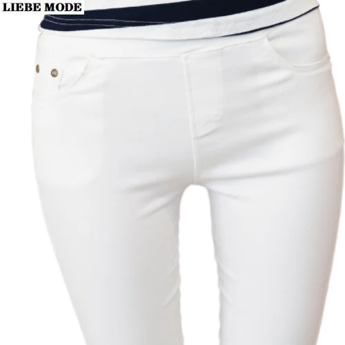 

Spring Autumn Plus Size Ankle Length Leggings Women Black Navy Blue White Woman Stretch Pencil Pants Elastic Waist Leggins Mujer