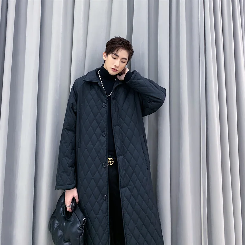 Мужская зимняя длинная куртка свободного покроя с хлопковой подкладкой