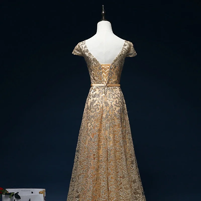 

Office Lady Sliver O-Neck Prom Dresses Exquisite Sequins Trim Formal Party Dress Sweet Bow Trim Long Banquet Gown S-3XL