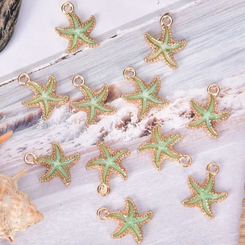 10pcs/Set Drop Oil Conch Starfish Sea Shell Alloy Pendant DIY Bracelet Earrings Making Handmade Jewelry Accessories | Украшения и