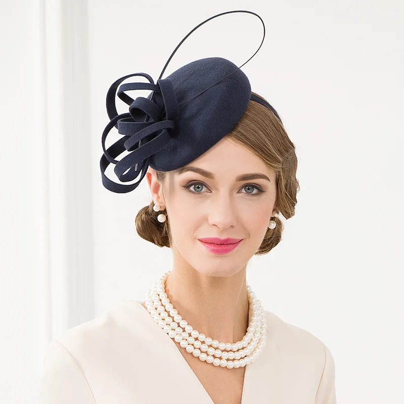 

European and American Fashion Personality Wool Top Hat British Banquet Formal Wear Adult Top Hat Gauze Winter Hat Women