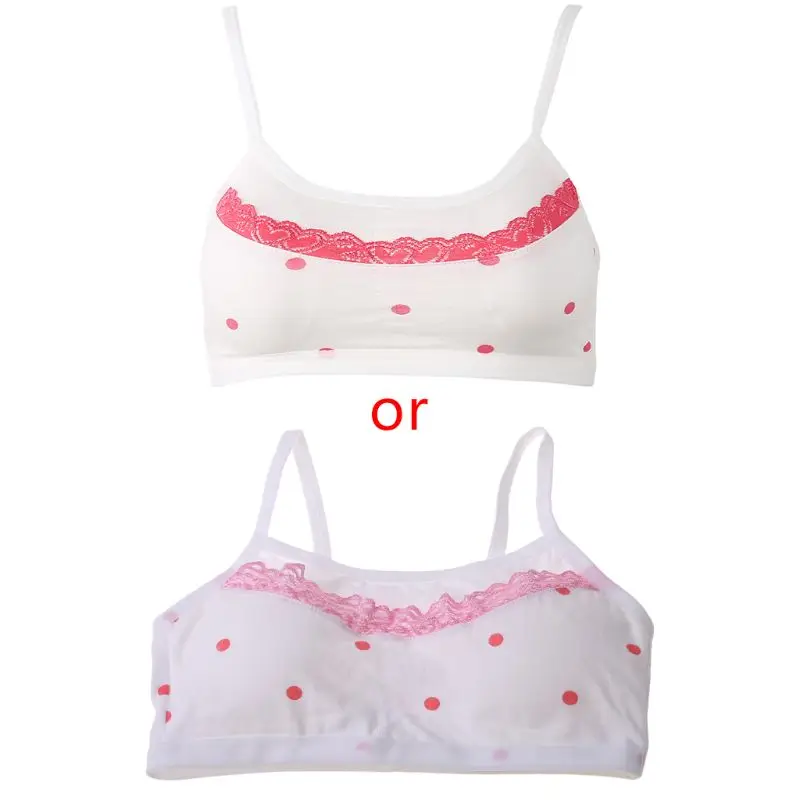 

Young Girls Lace Dot Training Bra Teenage Kids Soft Cotton Sport Underwear Tops L4MC