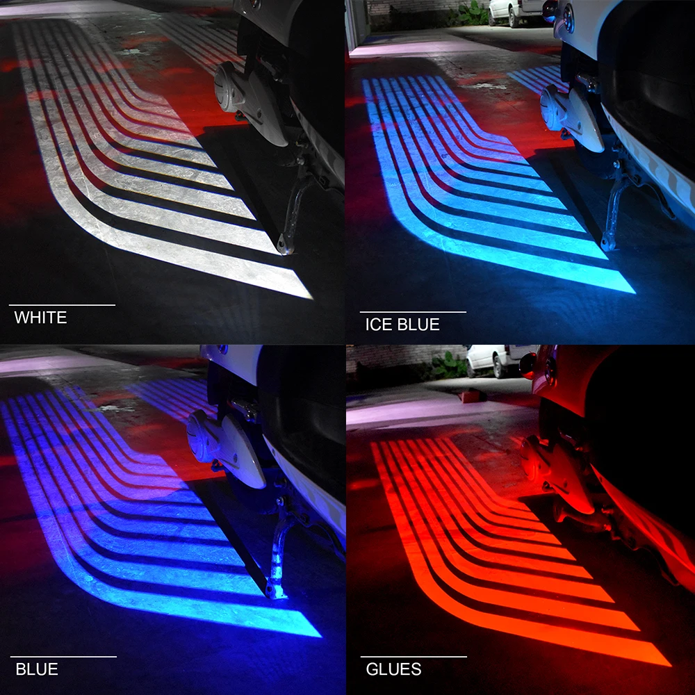 

2020 2Pcs/Pair Motorcycle Angel Wings LED Welcome Lights Motor Door Courtesy Projector Light Puddle 12V White /Red/Blue/ ICE bl