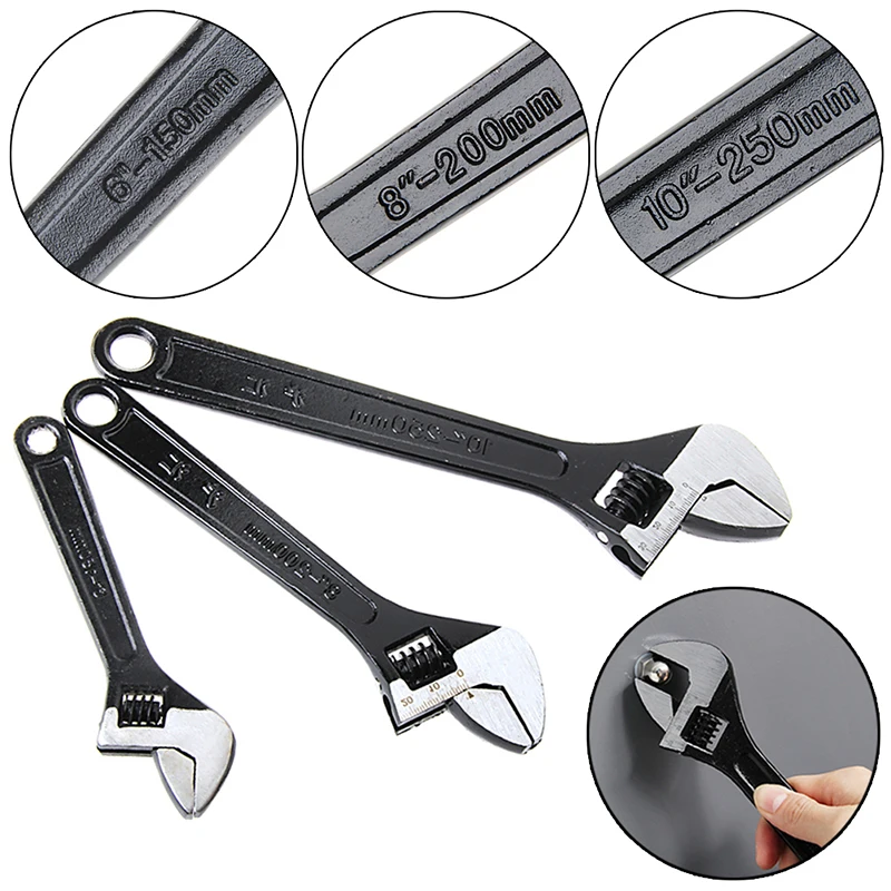 

1PC 6" 8" 10" Professional DIY Adjustable Wrench Spanner Hand Grip Tool Useful High Quality