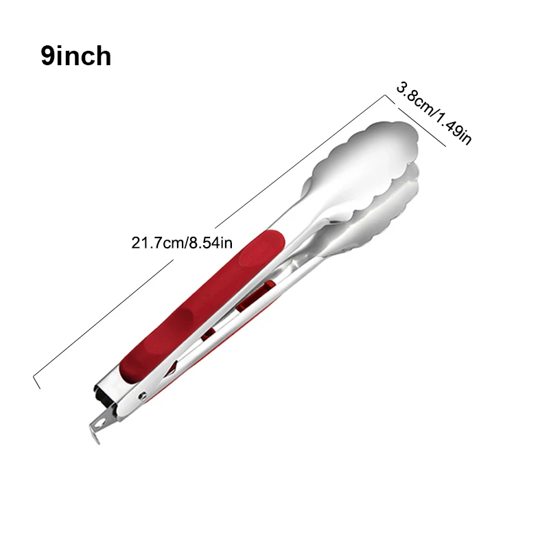 9inch Kitchen Tongs Stainless Steel Serving Barbecue with Non Slip Grip BBQ Salad Tools Grill Accessories | Дом и сад