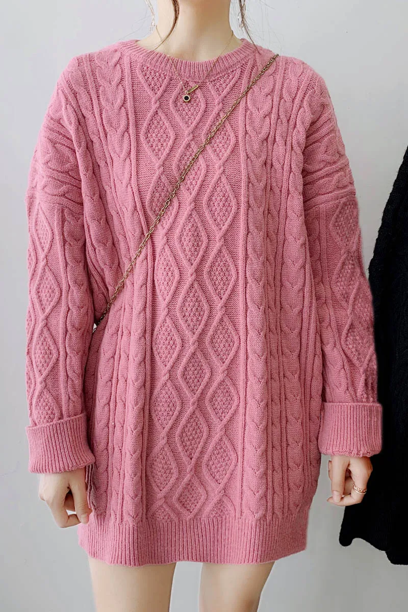 

ZCSMLL Plus Size Sweater Women Korean Fashion Loose long sleeve round collar Pullover Mid-length Women 2021 New Spring Winter