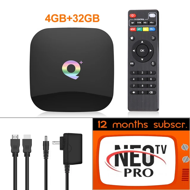 4G32G(1 Year IPTV) ТВ приставка Android9.0 Q Plus+ 1 год NEO Pro IP tv подписка Франция испанский Italia Smart IP tv WiFi телеприставка 6K домашний медиаплеер - Цвет: 4G32G(1 Year IPTV)