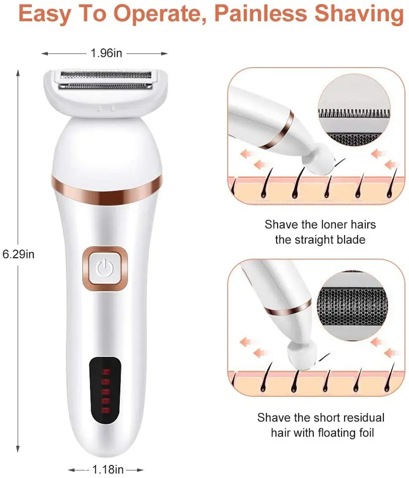 

Electric Hair Trimmer Razor Rechargeable LED Display Arm Underarm,Bikini, Leg Waterproof Cordless Painless Body Hair Removal